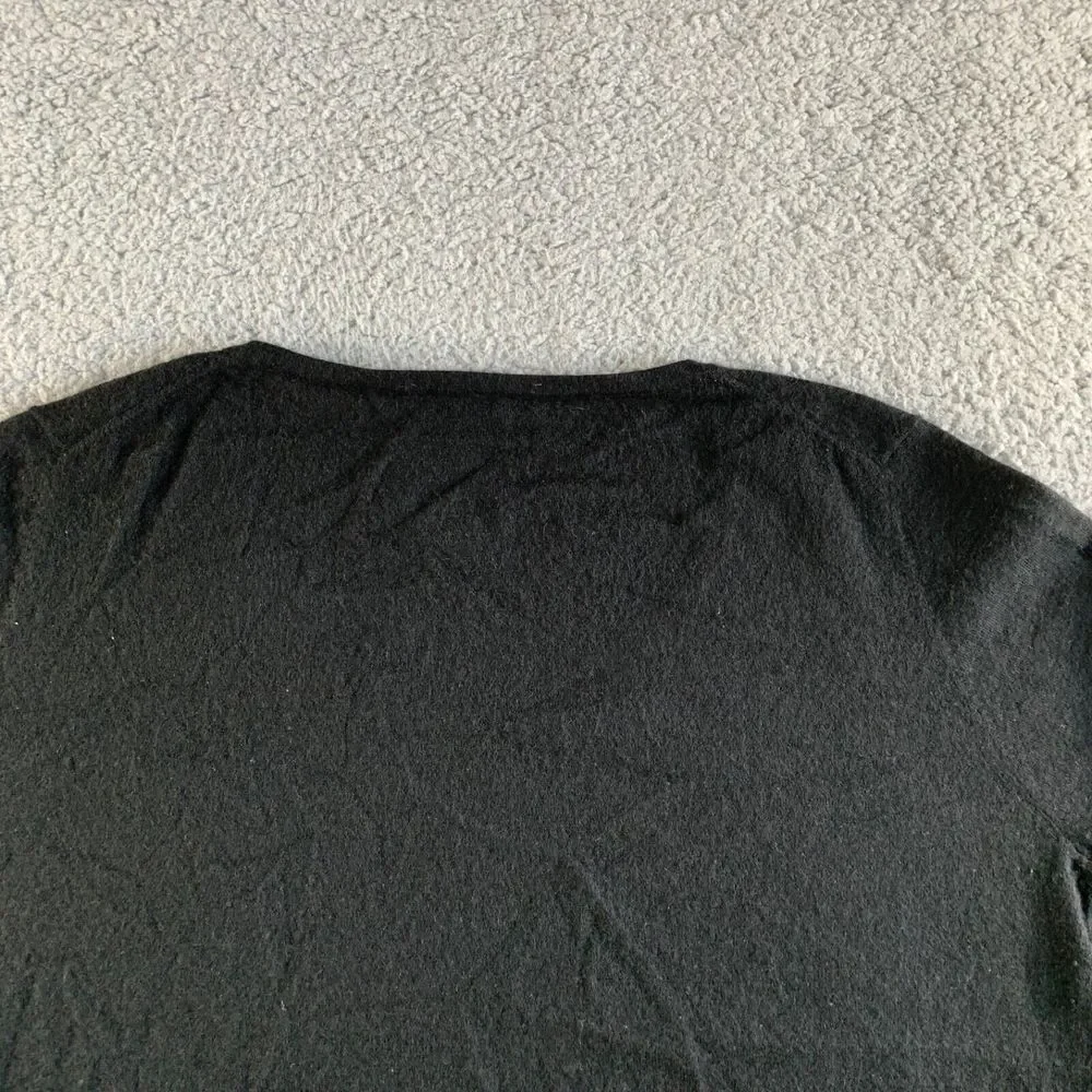 Talbots Sweater Womens Medium Black Pure Cashmere Pullover V Neck 3/4‎ Sleeve